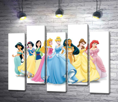 Модульная картина "Прекрасные принцессы мультфильмов "Дисней" (Disney)"