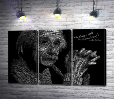 Модульна картина "Портрет Альберта Ейнштейна (Albert Einstein) із сотні наукових термінів "