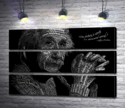 Модульна картина "Портрет Альберта Ейнштейна (Albert Einstein) із сотні наукових термінів "
