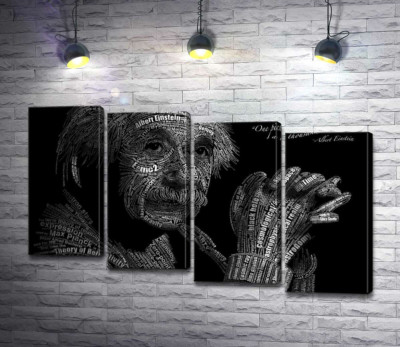 Модульная картина "Портрет Альберта Эйнштейна (Albert Einstein) из сотни научных терминов"