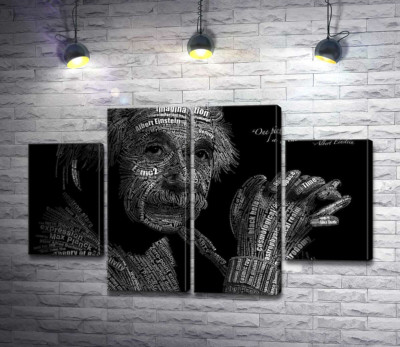 Модульна картина "Портрет Альберта Ейнштейна (Albert Einstein) із сотні наукових термінів "