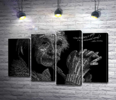 Модульна картина "Портрет Альберта Ейнштейна (Albert Einstein) із сотні наукових термінів "