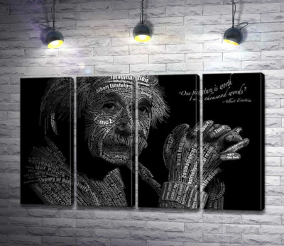 Модульная картина "Портрет Альберта Эйнштейна (Albert Einstein) из сотни научных терминов"
