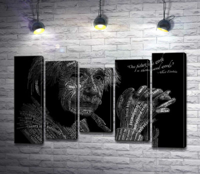 Модульна картина "Портрет Альберта Ейнштейна (Albert Einstein) із сотні наукових термінів "