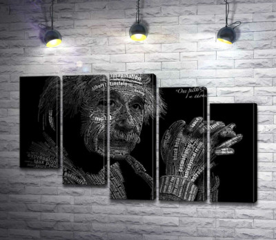 Модульная картина "Портрет Альберта Эйнштейна (Albert Einstein) из сотни научных терминов"
