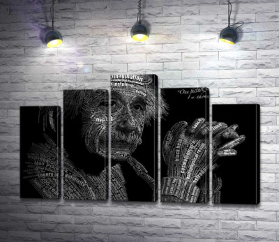 Модульна картина "Портрет Альберта Ейнштейна (Albert Einstein) із сотні наукових термінів "