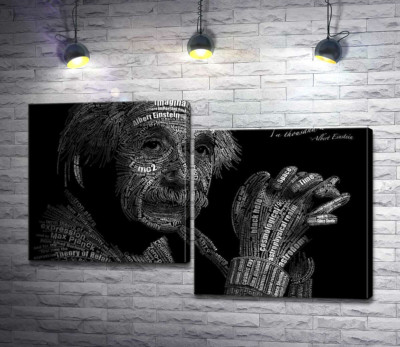 Модульна картина "Портрет Альберта Ейнштейна (Albert Einstein) із сотні наукових термінів "