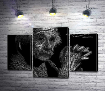 Модульная картина "Портрет Альберта Эйнштейна (Albert Einstein) из сотни научных терминов"