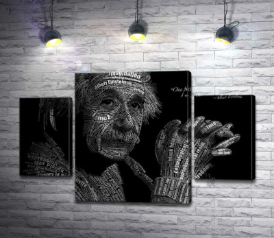 Модульная картина "Портрет Альберта Эйнштейна (Albert Einstein) из сотни научных терминов"