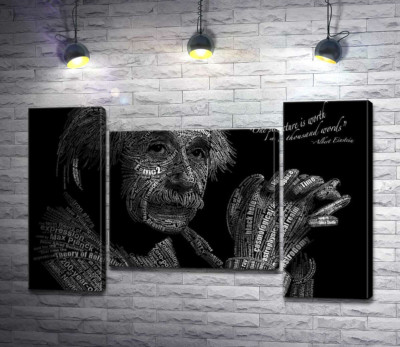 Модульная картина "Портрет Альберта Эйнштейна (Albert Einstein) из сотни научных терминов"