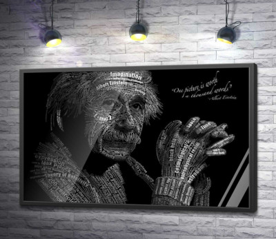 Постер "Портрет Альберта Ейнштейна (Albert Einstein) із сотні наукових термінів "