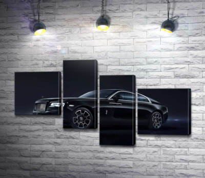 Модульная картина "Черный автомобиль класса люкс Роллс-Ройс (Rolls-Royce Wraith Black Badge)"