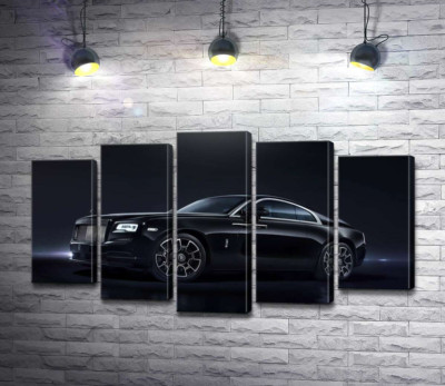 Модульная картина "Черный автомобиль класса люкс Роллс-Ройс (Rolls-Royce Wraith Black Badge)"