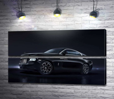 Модульная картина "Черный автомобиль класса люкс Роллс-Ройс (Rolls-Royce Wraith Black Badge)"