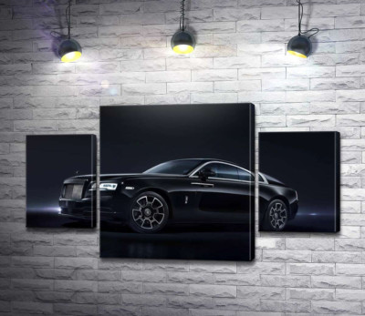 Модульная картина "Черный автомобиль класса люкс Роллс-Ройс (Rolls-Royce Wraith Black Badge)"