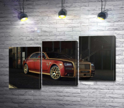 Модульна картина "Червоні форми автомобіля седан Ролс-Ройс (Rolls-Royce Ghost)"