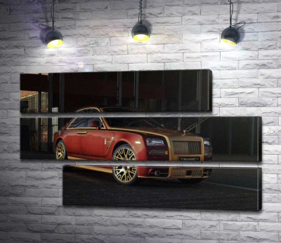 Модульная картина "Красные формы автомобиля седан Роллс-Ройс (Rolls-Royce Ghost)"