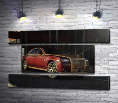 Модульная картина "Красные формы автомобиля седан Роллс-Ройс (Rolls-Royce Ghost)"