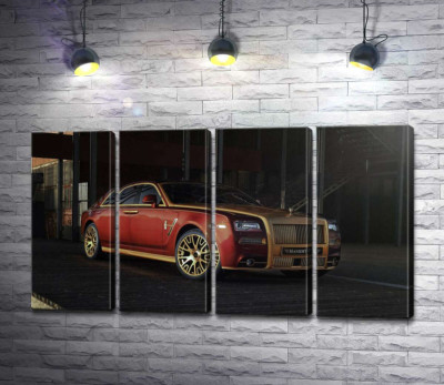 Модульна картина "Червоні форми автомобіля седан Ролс-Ройс (Rolls-Royce Ghost)"