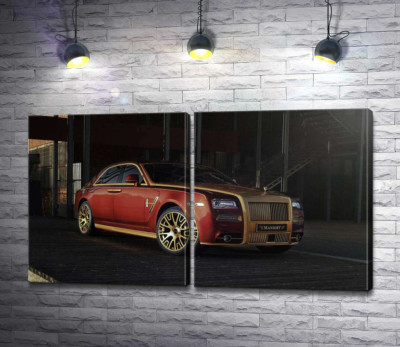 Модульна картина "Червоні форми автомобіля седан Ролс-Ройс (Rolls-Royce Ghost)"