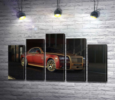 Модульна картина "Червоні форми автомобіля седан Ролс-Ройс (Rolls-Royce Ghost)"