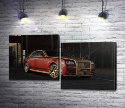 Модульная картина "Красные формы автомобиля седан Роллс-Ройс (Rolls-Royce Ghost)"