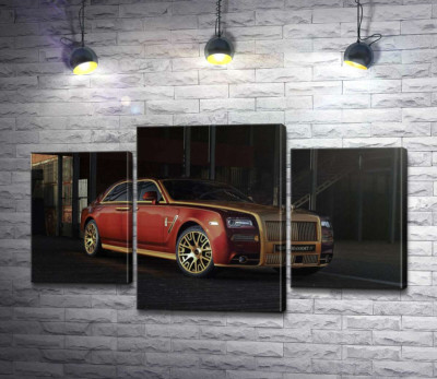 Модульная картина "Красные формы автомобиля седан Роллс-Ройс (Rolls-Royce Ghost)"