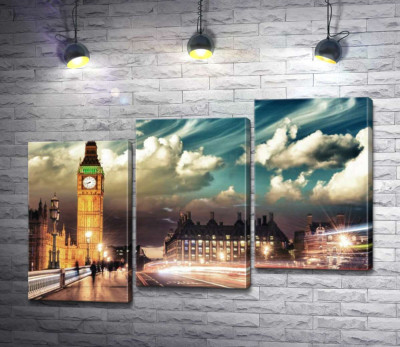 Модульная картина "Вечер на Вестминстерском мосту (Westminster bridge)"