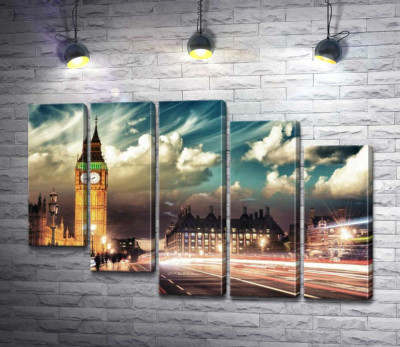 Модульная картина "Вечер на Вестминстерском мосту (Westminster bridge)"