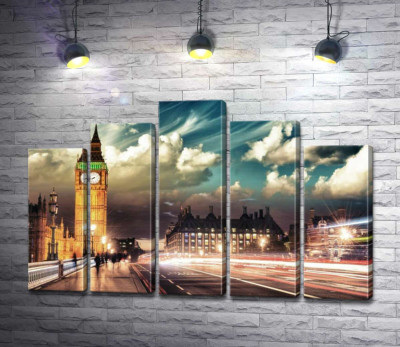 Модульная картина "Вечер на Вестминстерском мосту (Westminster bridge)"