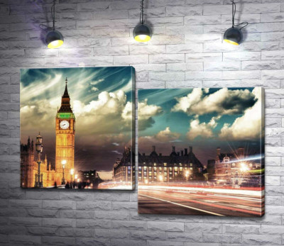 Модульная картина "Вечер на Вестминстерском мосту (Westminster bridge)"
