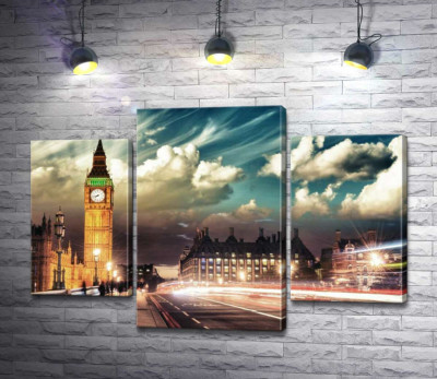Модульная картина "Вечер на Вестминстерском мосту (Westminster bridge)"
