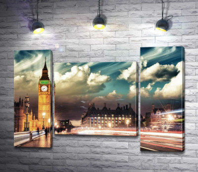 Модульная картина "Вечер на Вестминстерском мосту (Westminster bridge)"