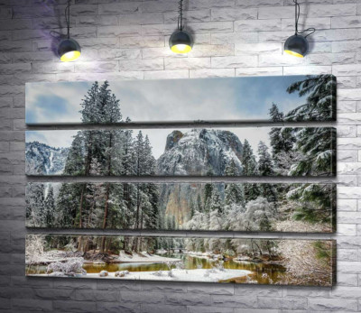 Модульная картина "Зимний пейзаж в долине Национального парка Йосемити (Yosemite National Park)"