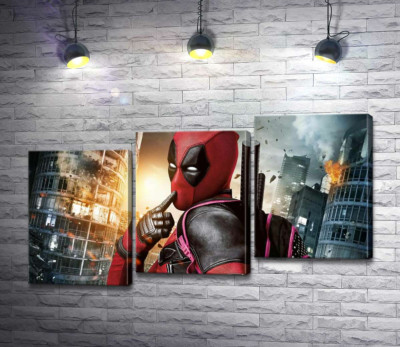 Модульна картина "Фірмовий поцілунок Дедпула (Deadpool)"