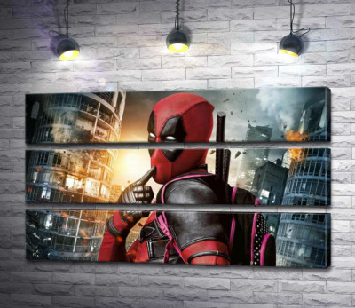 Модульная картина "Фирменный поцелуй Дэдпула (Deadpool)"