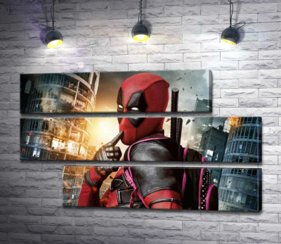 Модульная картина "Фирменный поцелуй Дэдпула (Deadpool)"