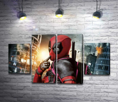 Модульная картина "Фирменный поцелуй Дэдпула (Deadpool)"