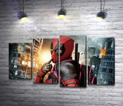 Модульна картина "Фірмовий поцілунок Дедпула (Deadpool)"