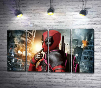 Модульная картина "Фирменный поцелуй Дэдпула (Deadpool)"