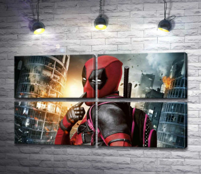 Модульная картина "Фирменный поцелуй Дэдпула (Deadpool)"