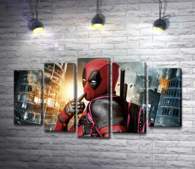 Модульная картина "Фирменный поцелуй Дэдпула (Deadpool)"