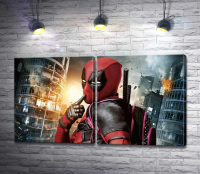 Модульная картина "Фирменный поцелуй Дэдпула (Deadpool)"