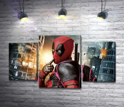 Модульная картина "Фирменный поцелуй Дэдпула (Deadpool)"