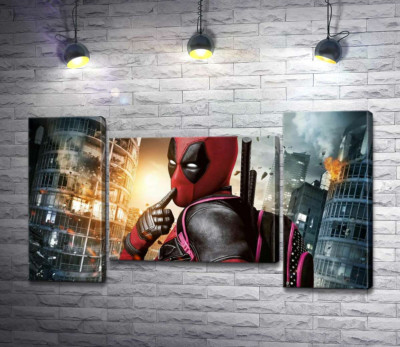 Модульная картина "Фирменный поцелуй Дэдпула (Deadpool)"