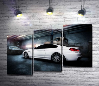 Модульная картина "Белый блеск автомобиля BMW M6 Gran Coupé"