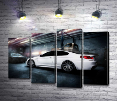 Модульная картина "Белый блеск автомобиля BMW M6 Gran Coupé"