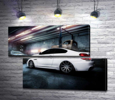 Модульная картина "Белый блеск автомобиля BMW M6 Gran Coupé"