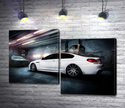 Модульная картина "Белый блеск автомобиля BMW M6 Gran Coupé"