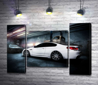 Модульная картина "Белый блеск автомобиля BMW M6 Gran Coupé"